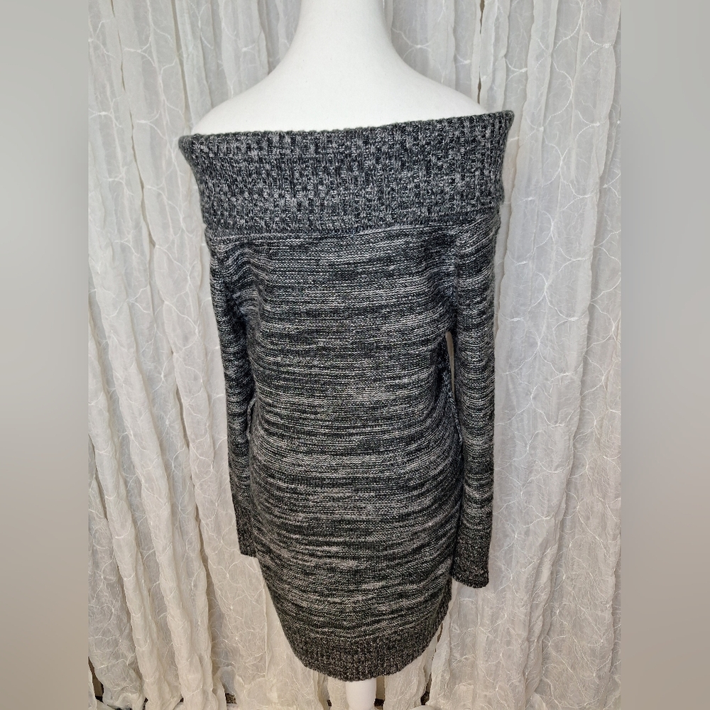 Charlotte Russe Y2K Vintage Off-Shoulder Charcoal Grey Sweater Dress XL
